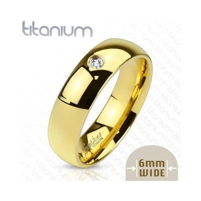 Šperky Eshop Prsten z titanu zlaté barvy se zirkonem L1.05