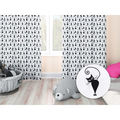 Biante Dětský bavlněný závěs Sandra SA-019 Černé kočky 150x180 cm – Zboží Mobilmania