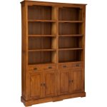 Dřevěná teaková knihovna z masivu Double 160 Čokoládová – Zboží Dáma