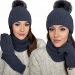 Fashionweek Dámský zimní set čepice šála a rukavice S3068 grafitová – Hledejceny.cz