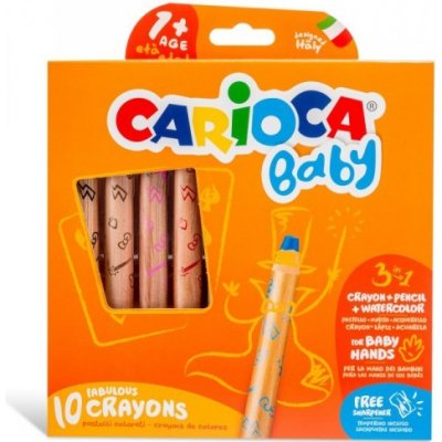 Carioca Wooden Pastelky 3v1 10ks+ořezávátko