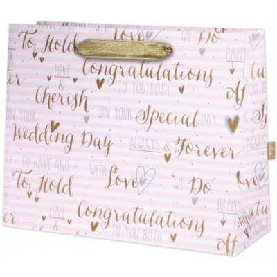 Svatební papírová taška velká 35x28x14cm Wedding day – Sleviste.cz