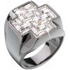 Prsteny Evolution Group Stříbrný prsten s krystaly bílý kříž 35811.1