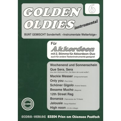 Golden Oldies for Accordion 6 / skladby v úpravě pro jeden nebo dva akordeony – Zboží Mobilmania