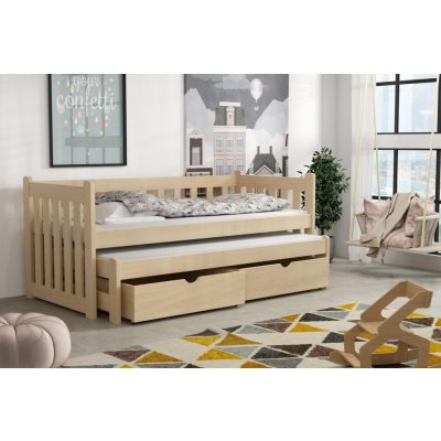 DP - Detske postele Krzy s výsuvným lůžkem a úložným prostorem Barva Dub – Zboží Mobilmania
