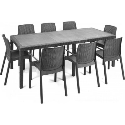 Progarden Zahradní plastový ratanový stůl Queen Rattan 220 x 90 x 72 cm antracit – Hledejceny.cz