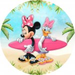 1x Minnie a Daisy – na pláži se surfem – jedlý papír na dort – Hledejceny.cz