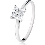 Šperky eshop zásnubní prsten ze stříbra 925 zirkonový čtverec úzká ramena S85.14 – Hledejceny.cz