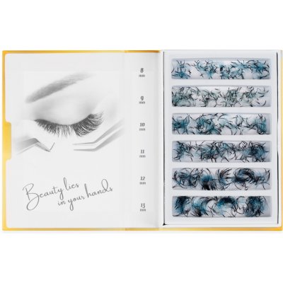 Luxury Lashes 6D řasy OMBRE Zakřivení umělých řas: CC, Délka umělých řas: Mix délek 7-12 mm, Ombre: Modré – Zboží Dáma
