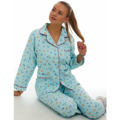 Elegantní pyžamo na kojení flanel 1DF0009 zelená – Zboží Mobilmania
