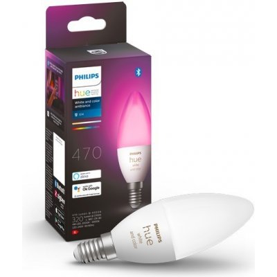 Philips Hue 8719514356610 LED inteligentní žárovka 1x4W E14 320-470lm 2000-6500K White and Color Ambiance, stmívatelná, Bluetooth, bílá – Zbozi.Blesk.cz