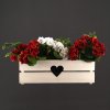 Květináč a truhlík Amadea Dřevěný truhlík se srdíčkem bílý 52x21,5x17 cm