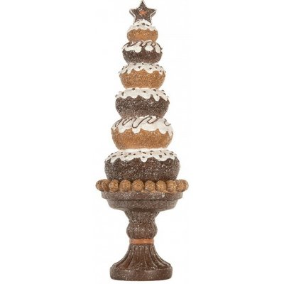 Hnědá vánoční dekorace donuty na podstavci - Ø 11*33 cm - Clayre & Eef – Zboží Mobilmania