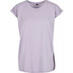 Build Your Brand Prodloužené splývavé tričko s ohrnutými rukávy růžová lila – Zboží Dáma
