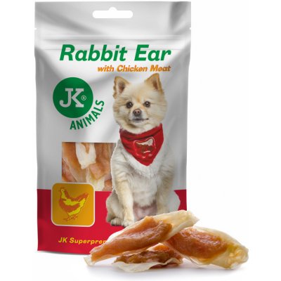 JK Animals Meat Snack Rabbit Ear with Chicken Meat, sušené králičí uši s kuřecím masem 80 g – Zbozi.Blesk.cz