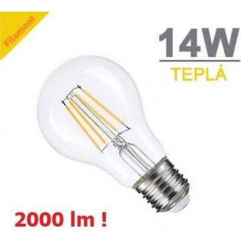 LED21 LED žárovka 14W 6xCOS Filament E27 2000lm TEPLÁ BÍLÁ