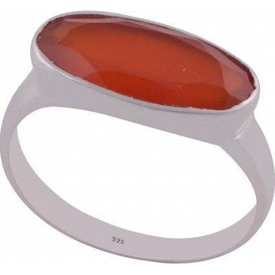 Meucci Stříbrný prsten s širokým přírodním karneolem SDR084