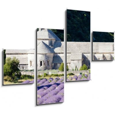 Obraz 4D čtyřdílný - 120 x 90 cm - Senanque abbey with lavender field, Provence, France Senanque opatství s levandulem pole, Provence, Francie – Zbozi.Blesk.cz