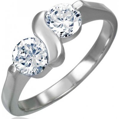Šperky eshop Zásnubní prsten s dvojitým zirkonem s esíčkem