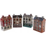 Ego Dekor Keramický domeček na čajovou svíčku NANNA, svícen DOMEČEK NA NÁMĚSTÍ, barva: červená/šedá/hnědá/bílá/hnědá, výška: 24cm|MyScandi - červená – Hledejceny.cz