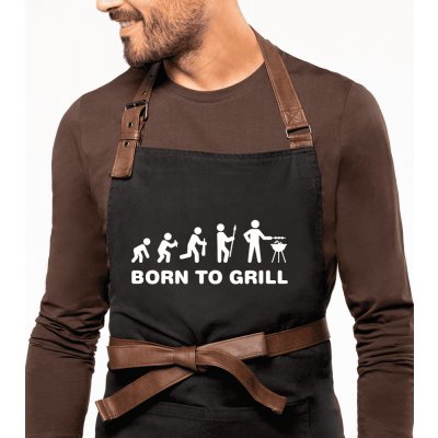 Kariban Zástěra na grilování Exclusive Born to Grill Černošedá – Hledejceny.cz