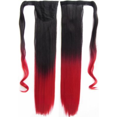 Girlshow Culík, cop rovný s omotávkou 57 cm - Ombre styl odstín Black T Red – Hledejceny.cz