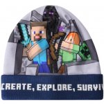 zimní podzimní čepice potisk MINECRAFT modrá – Zboží Dáma