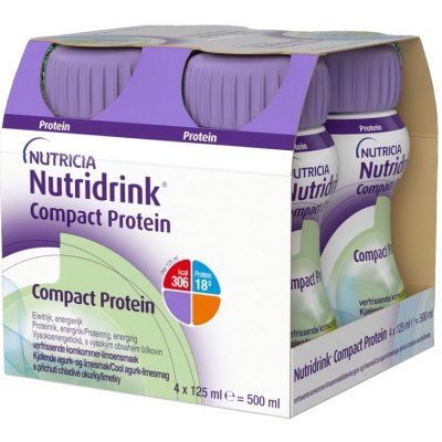 NUTRIDRINK COMPACT PROTEIN S PŘÍCHUTÍ CHLADIVÉ OKURKY/LIMETKY POR SOL 4X125ML – Zboží Mobilmania