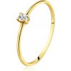 Prsteny Šperky Eshop Prsten ze žlutého zlata čirá zirkonová slza, hladká jemná ramena S5GG256