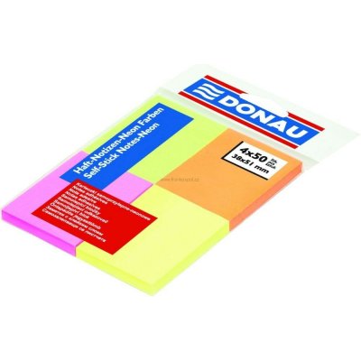 Samolepicí bloček DONAU, 38 x 51 mm, mix neonových barev – Hledejceny.cz