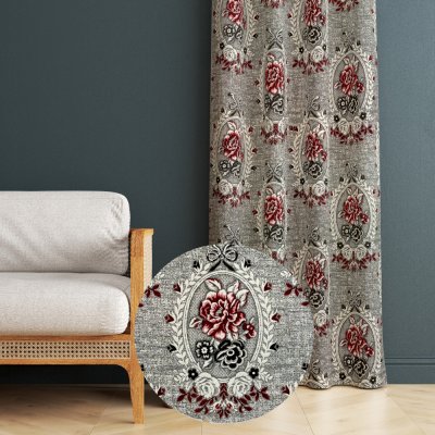 Ervi gobelínový termo závěs - Main Flower šedý – Sleviste.cz