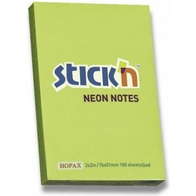 Samolepicí bloček Hopax Stick’n Notes Neon zelený – Hledejceny.cz