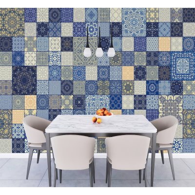 Gario vliesová Fototapeta Modrá vintage mozaika - Andrea Haase rozměry 200 x 140 cm