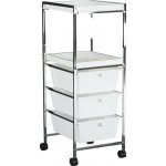 TEMPO Pojízdný regál, bílá/chrom, CORFU – Zboží Dáma