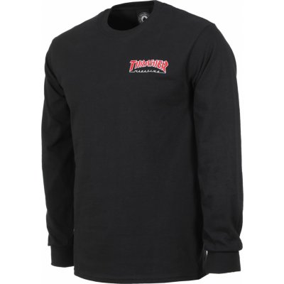 Tričko Thrasher Embroidered Outlined LS Black