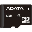 paměťová karta ADATA microSDHC 4 GB Class 4 AUSDH4GCL4-RA1