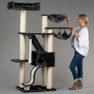 Feandrea Kočičí strom škrabadlo béžové 60 x 50 x 206 cm – Hledejceny.cz