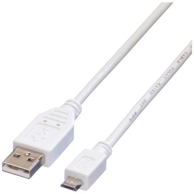 Value 11.99.8755 USB, USB 2.0 USB-A zástrčka, USB Micro-B zástrčka, 3m, bílý