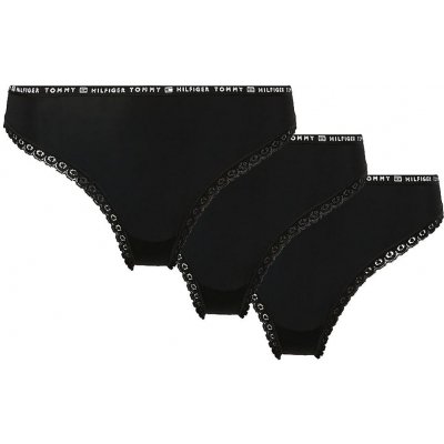 3PACK dámská tanga Tommy Hilfiger černá (UW0UW02829 0R7)