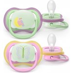 Avent Philips šidítko ultra air 376/12 Nighttime girl BPA free 2Pack – Zboží Dáma