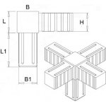 Plastová spojka - 5-nohý kus vhodný do profilu veľkosti 20x20x1.5 mm