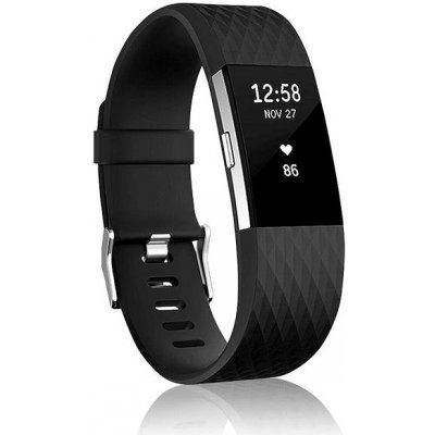 BStrap Silicone Diamond pro Fitbit Charge 2 black, velikost L STRFB0263 – Zboží Mobilmania