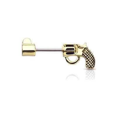 Šperky4U Zlacený piercing do ucha náušnice revolver FP1019-GD – Zbozi.Blesk.cz