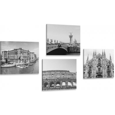 Dreamvido Set obrazů historická města v černobílém provedení Varianta: 4x 40x40
