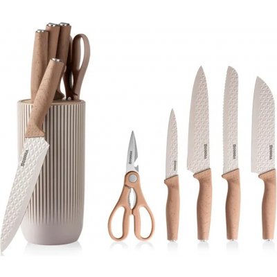 Gooda 6-dílná sada kuchyňských nožů s blokem bílá – Zboží Mobilmania