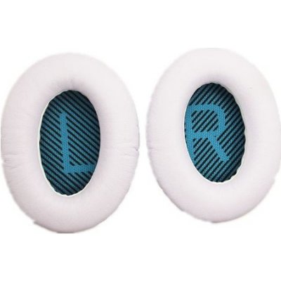 eses kožené náušníky pro sluchátka Bose QuietComfort 2 15 25 a 35 bílé s modrým vnitřkem – Zboží Živě