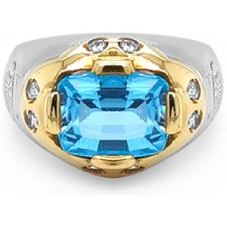 Beny Jewellery Zlatý Prsten s Modrým Kamenem k1140198