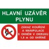 Hlavní uzávěr plynu/Zákaz kouření a manipulace s plamenem v okruhu 1,5m od skříně | Samolepka, A6