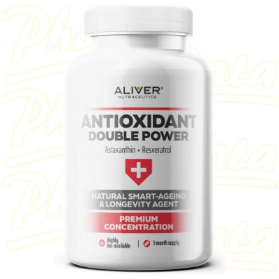 Aliver Antioxidant Double Power, Astaxanthin+Resveratrol 60 kapslí – Hledejceny.cz
