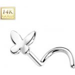 Šperky4U zlatý piercing do nosu motýlek ZL01237-WG – Zboží Mobilmania